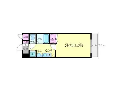 パークサイド千里(1K/4階)の間取り写真