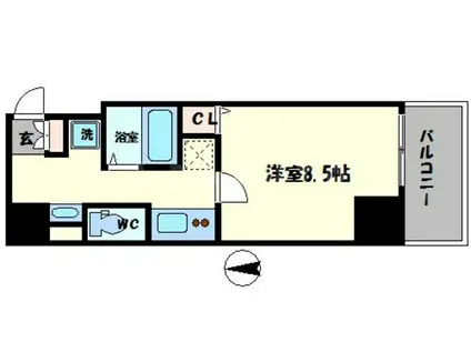 ミラージュパレス本町東レジデンス(1K/8階)の間取り写真