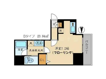 レジュールアッシュ大阪城ウエスト(1K/4階)の間取り写真