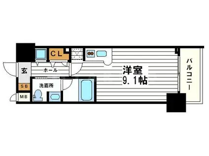 ISM谷町六丁目(ワンルーム/4階)の間取り写真