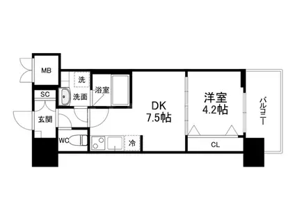 SPLENDIDE NAMBAIII(1DK/6階)の間取り写真