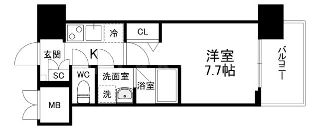 SPLENDIDE NAMBAIII(1K/11階)の間取り写真