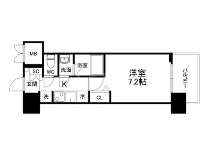 SPLENDIDE NAMBAIII(1K/12階)の間取り写真