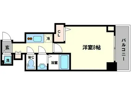S-RESIDENCE谷町五丁目(1K/8階)の間取り写真