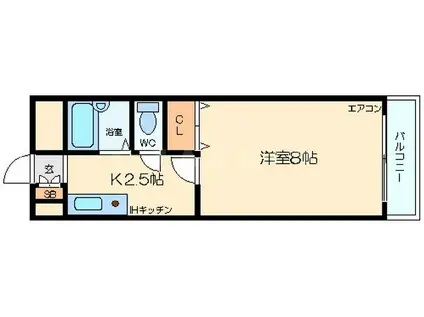 ノルデンハイム新北野(1K/11階)の間取り写真