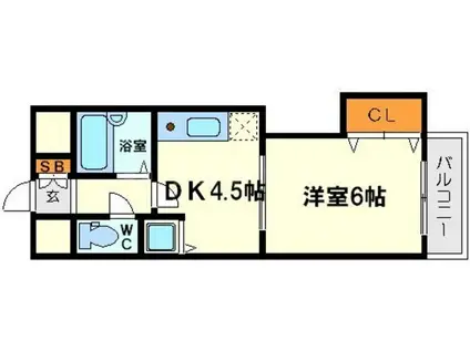 ノルデンハイムリバーサイド十三(1DK/2階)の間取り写真