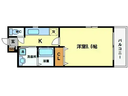 マメゾン南大江(1K/4階)の間取り写真