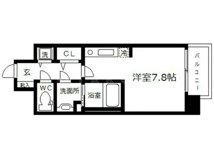 BLAU本町東(1K/2階)の間取り写真