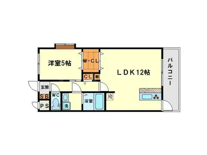 マリンズ淡路(1LDK/7階)の間取り写真