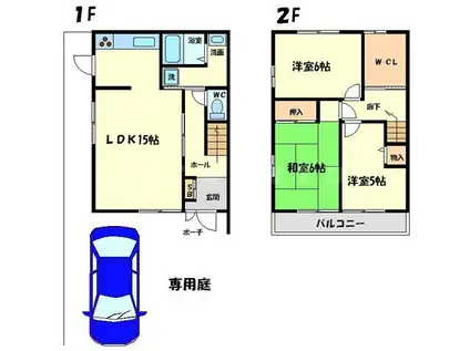 小野原テラスハウス(3LDK)の間取り写真