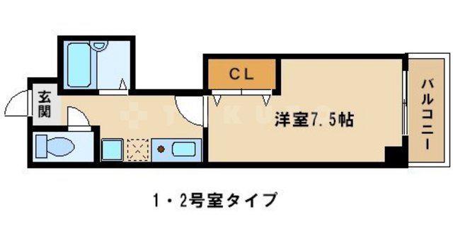 イモーブルナカムラ(1K/2階)の間取り写真