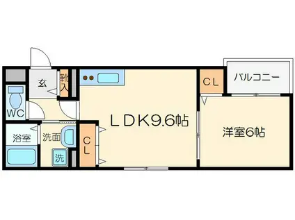 ラマシア田川北(1DK/3階)の間取り写真