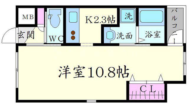YOSOZAEMON(1K/2階)の間取り写真