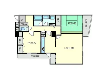 グランツ新大阪(2LDK/3階)の間取り写真