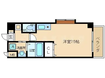 ロイヤル西三国(1K/3階)の間取り写真