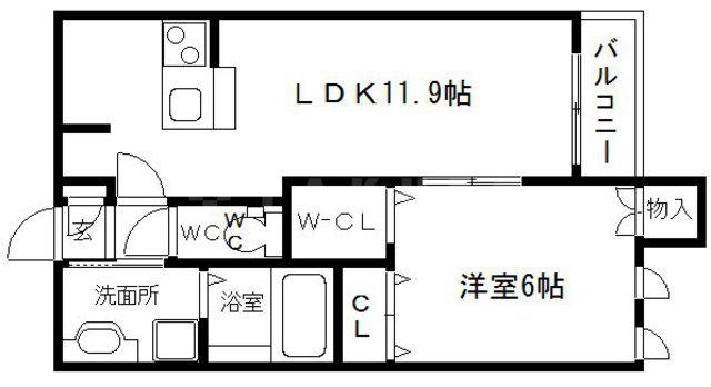 アヴェイル淡路(1LDK/3階)の間取り写真