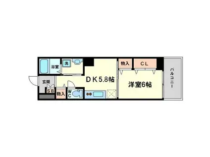 ボナール・河(1DK/2階)の間取り写真