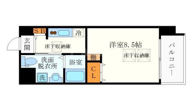 E BY U新大阪(1K/4階)の間取り写真