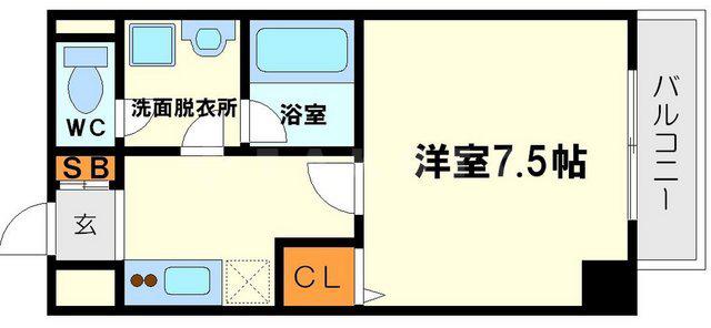 オーシャン東中島 (1K/2階)の間取り写真