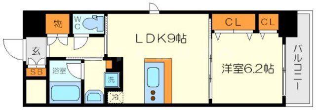 フィールドライト新大阪(1LDK/2階)の間取り写真