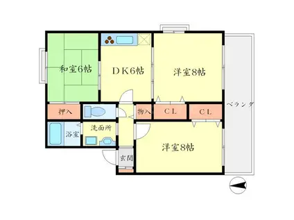 ソシア箕面(3DK/2階)の間取り写真