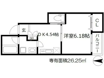 LUXE国分寺Ⅱ(1DK/2階)の間取り写真