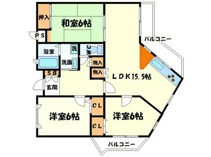 ラフィーネ春日丘(3LDK/3階)の間取り写真