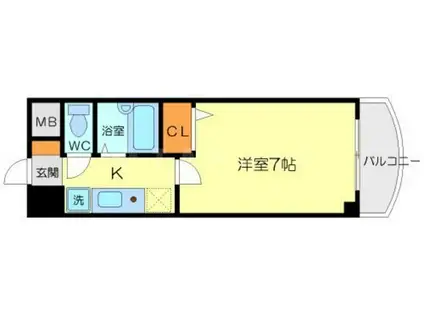 ノルデンハイム東三国2(1K/4階)の間取り写真