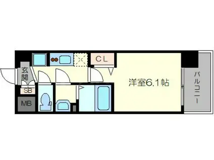 プレサンスOSAKA三国ネオス(1K/3階)の間取り写真