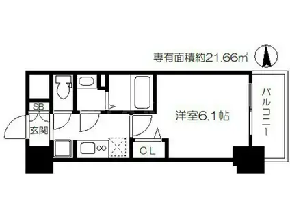 プレサンス天神橋筋六丁目ヴォワール(1K/3階)の間取り写真