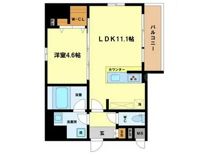 サンマルベリー扇町(1LDK/9階)の間取り写真