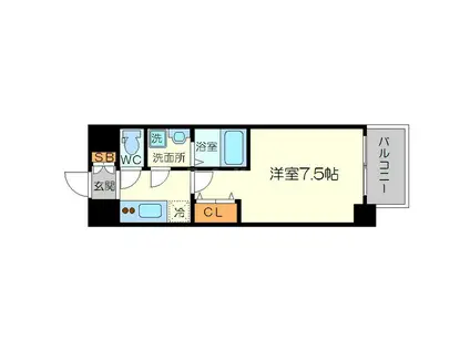 S-RESIDENCE新大阪ウエスト(1K/2階)の間取り写真