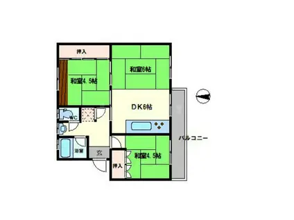 粟生第226号棟(3DK/5階)の間取り写真