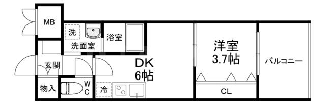 ビガーポリス412天満二丁目2(1DK/5階)の間取り写真