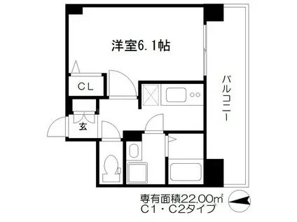 エスリード南森町(1K/8階)の間取り写真