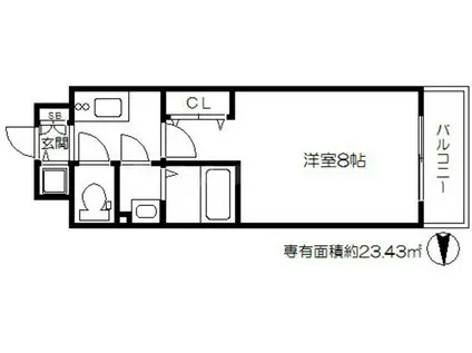 LA DOUCEUR都島高倉町(1K/8階)の間取り写真