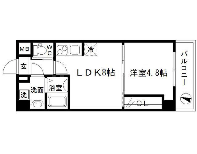 プレジール(1LDK/5階)の間取り写真