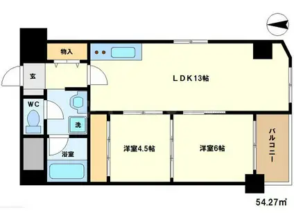 おおきに大阪天満サニーアパートメント(2LDK/10階)の間取り写真