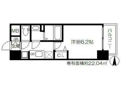 プレサンス天神橋筋六丁目ヴォワール(1K/7階)の間取り写真