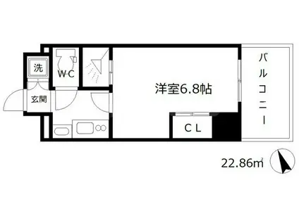 エス・キュート西天満(1K/2階)の間取り写真