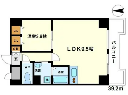 サムティ新大阪ウエスト(1LDK/6階)の間取り写真