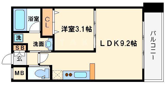 アーバンフラッツ西中島(1LDK/5階)の間取り写真