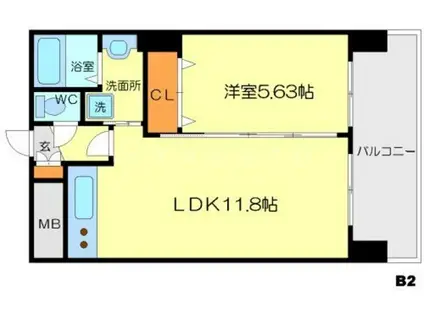 ノルデンタワー新大阪プレミアム(1LDK/25階)の間取り写真