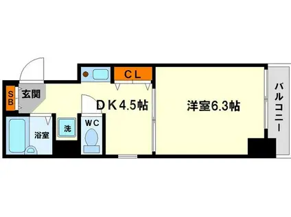 エステムコート新大阪(1DK/6階)の間取り写真