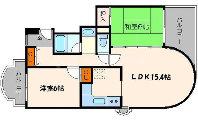 ノイメゾン京町堀(2LDK/3階)の間取り写真