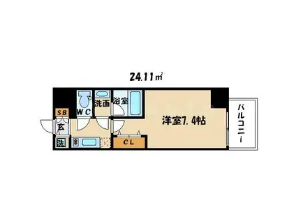 レオンコンフォート北浜(1K/11階)の間取り写真