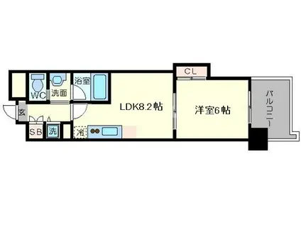 マスターズレジデンス道頓堀III(1LDK/6階)の間取り写真