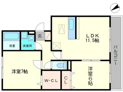 エルプエンテ(2LDK/1階)の間取り写真