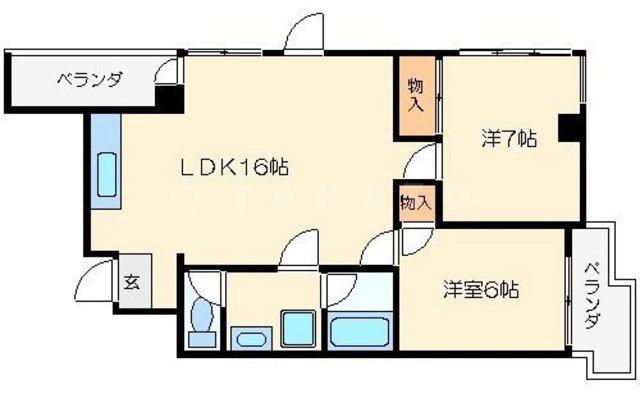 メゾンクレール(2LDK/5階)の間取り写真