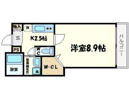 ヘーベル桜川(1K/4階)の間取り写真